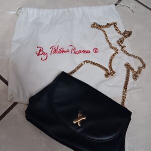 Paloma Picasso Black Leather Chain Bag